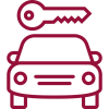 Ein Auto mit einem Schlüssel für Fahrzeuge und Autovermietung